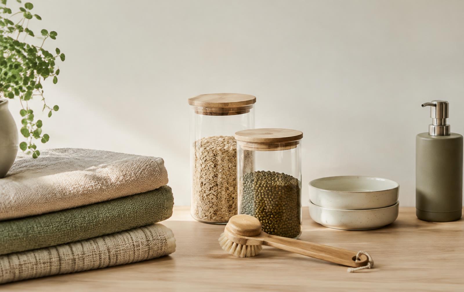 Neatly arranged household essentials